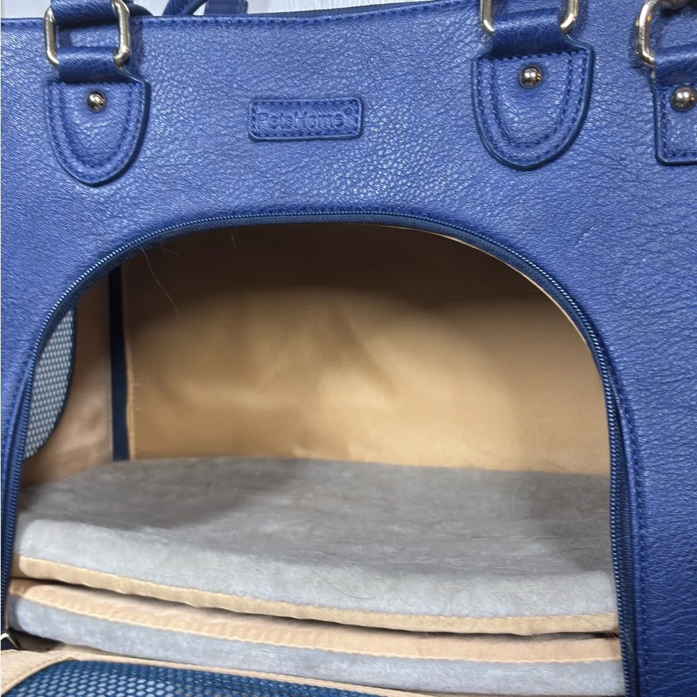Faux Leather Blue Dog Carrier